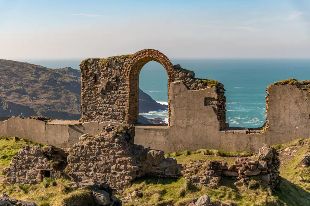 The ruined walls of abandoned tin mine buildings, Botallack, Cornwall