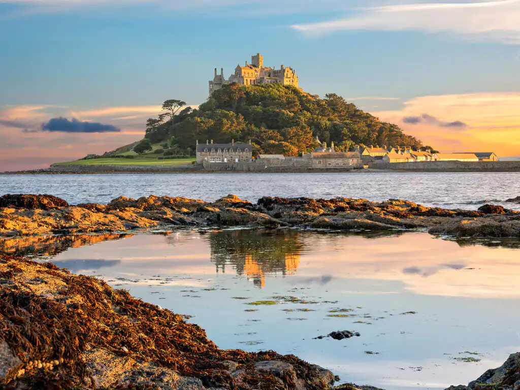 A scenic view of St Michael's Mount, a great place to visit from a Mounts Bay Holiday Cottage.