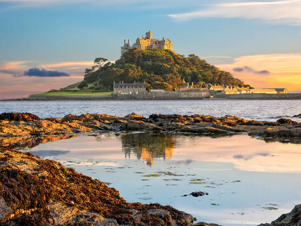 A scenic view of St Michael's Mount, a centrepiece to Cornish Heritage.