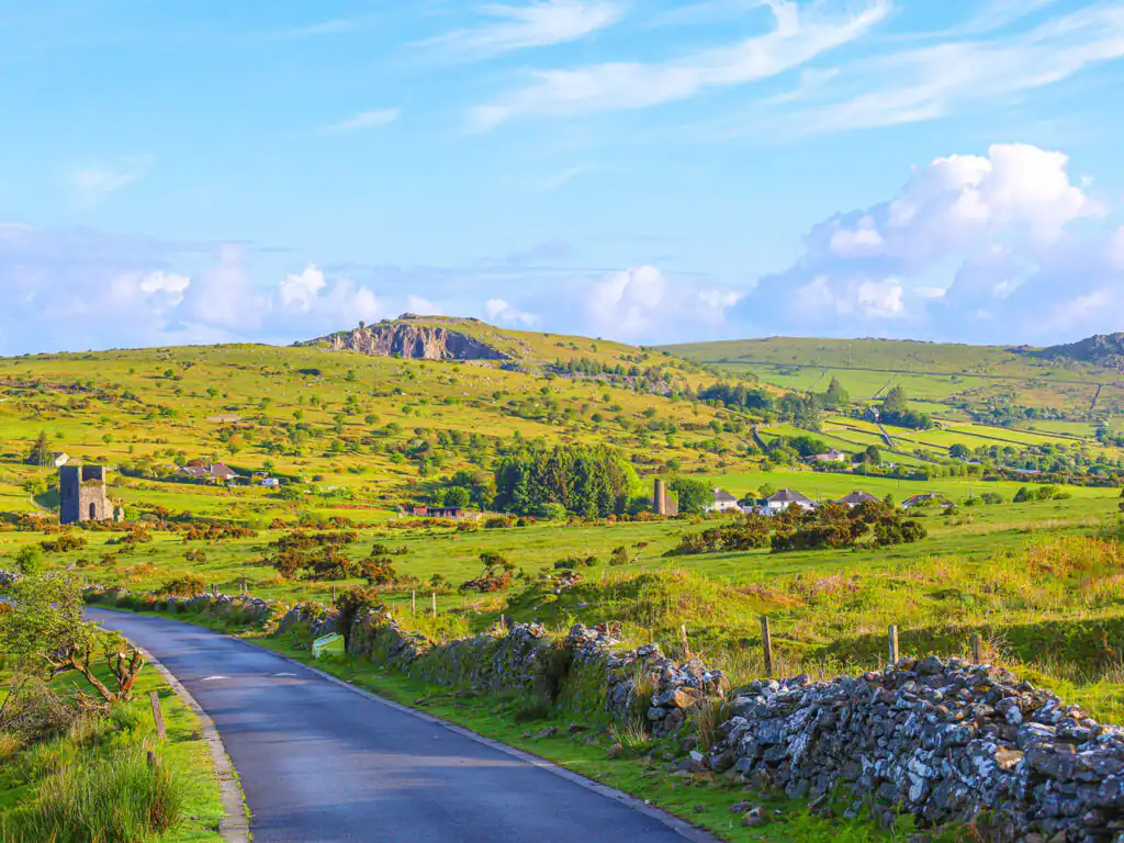 A winding road through Bodmin Moor, a great place to visit from a rural cottage in Cornwall.