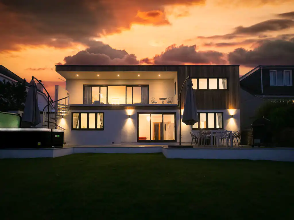 Mor Glas, a holiday cottage being let by Cornish Escapes, with a stunning exterior view.