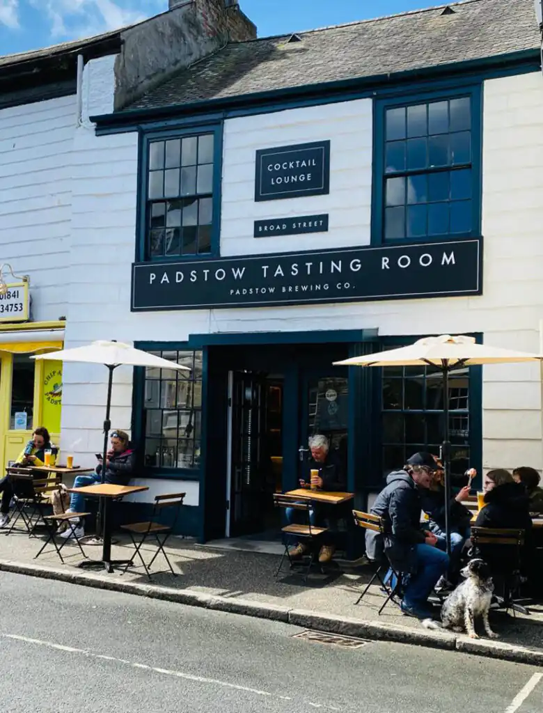The Pastow Tasting Room in Cornwall, showcasing local brews from Padstow Brewing Company, one of the best breweries in Cornwall.